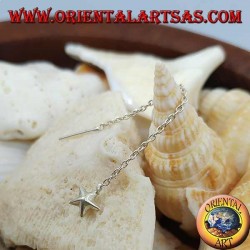 Boucles d'oreilles chaîne en argent avec une grande étoile arrondie de 6 cm