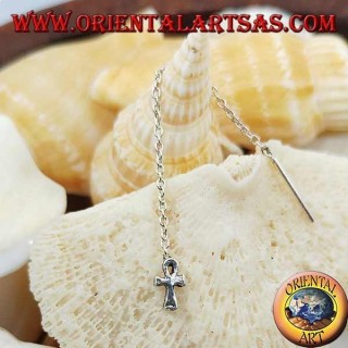Boucles d'oreilles chaîne en argent avec croix ankh de 6 cm