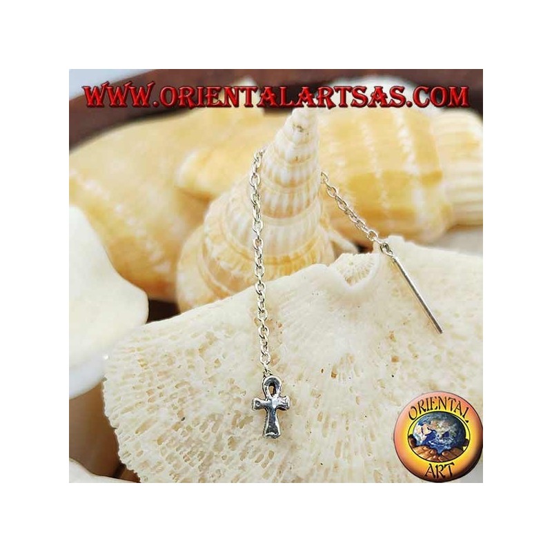Pendientes de plata con cadena de 6 cm de cruz ankh