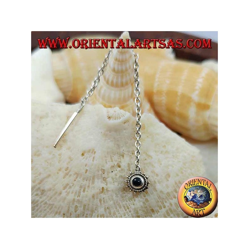 Boucles d'oreilles en argent avec chaîne solaire avec onyx de 6 cm