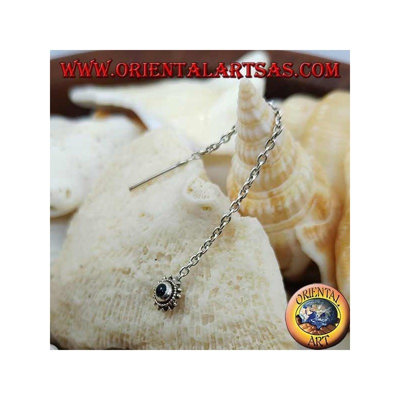 Pendientes de plata con cadena solar con ónix de 6 cm.