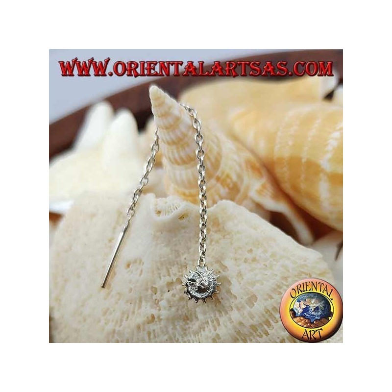 Silver earrings with sun chain with 6 cm onyx