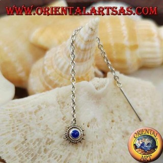 Pendientes de plata con cadena de sol con lapislázuli de 6 cm.