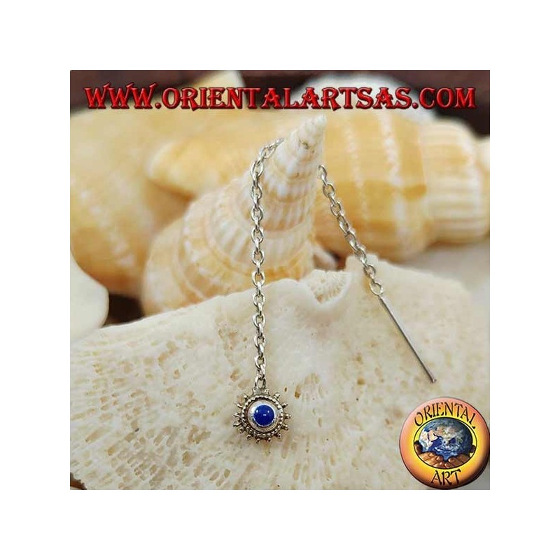 Orecchini in argento a catenina sole con lapis da 6 cm