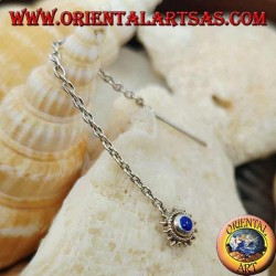 Pendientes de plata con cadena de sol con lapislázuli de 6 cm.