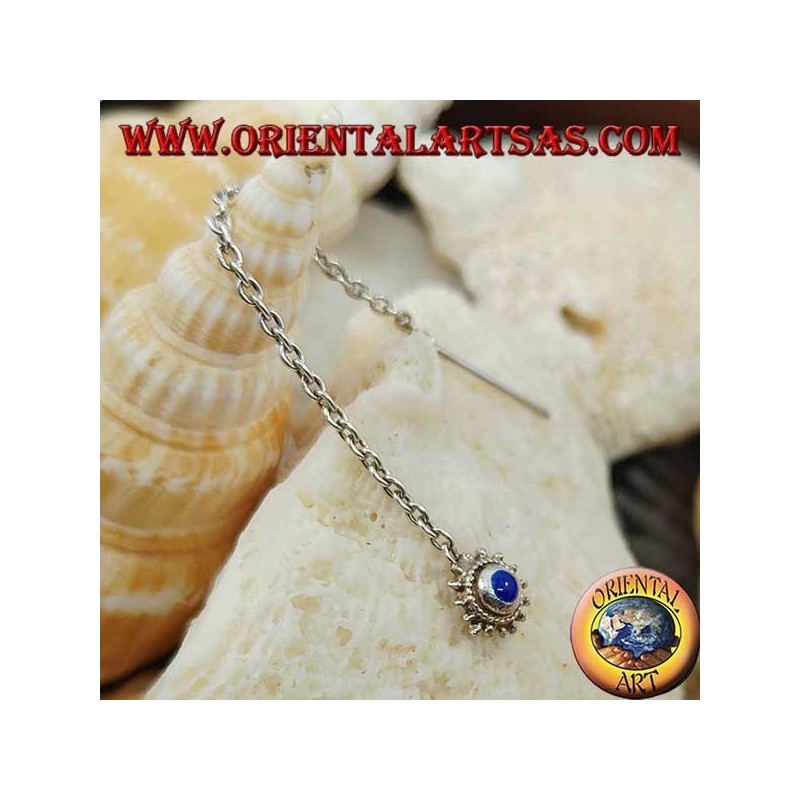 Silver earrings with sun chain with 6 cm lapis