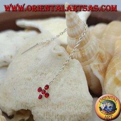 Boucles d'oreilles en argent avec chaîne croisée avec zircons rouges de 7 cm