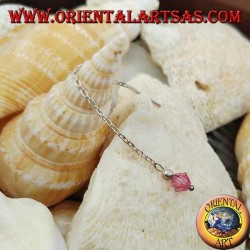 Silberkettenohrringe mit 6 cm rosa Kristall
