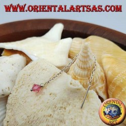 Silberkettenohrringe mit 6 cm rosa Kristall