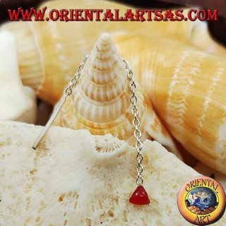 Silver chain earrings with 6 cm red triangle