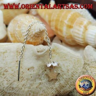 Silver chain earrings with star under the 6 cm umbrella