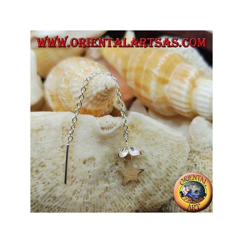 Orecchini in argento a catenina con stella sotto l'ombrello da 6 cm