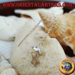 Pendientes de cadena de plata con estrella bajo el paraguas de 6 cm.