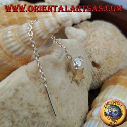 Pendientes de cadena de plata con estrella bajo el paraguas de 6 cm.