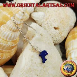Silver chain earrings with 6 cm blue dolphin