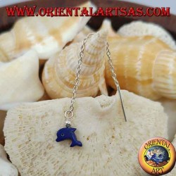 Pendientes de plata con delfín azul de 6 cm.