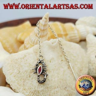 Pendientes de plata con escorpión rojo de 7 cm.