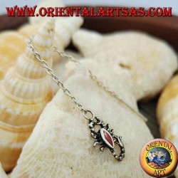 Silver chain earrings with 7 cm red scorpion
