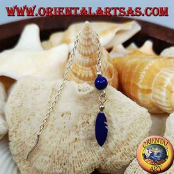 Pendientes de plata con cadena y pluma y lapislázuli de 7 cm