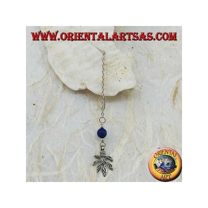 Orecchini in argento a catenina con foglia e pallina lapis da 7 cm