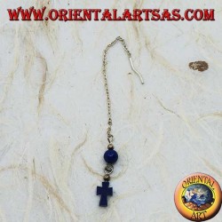 Silberne Kettenohrringe mit Kreuz und 8 cm Lapisball