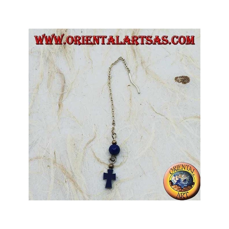 Orecchini in argento a catenina con croce e pallina lapis da 8 cm