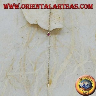 Boucles d'oreilles chaîne en argent avec strass rose 9 cm