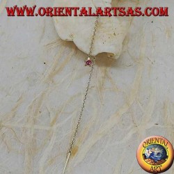 Pendientes de plata con cadena de estrella y pedrería rosa de 9 cm