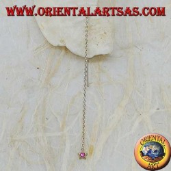 Boucles d'oreilles chaîne en argent avec strass rose 9 cm