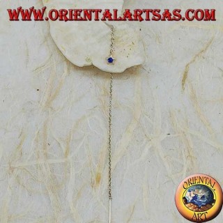 Pendientes de plata con cadena de estrella y diamantes de imitación azules de 9 cm