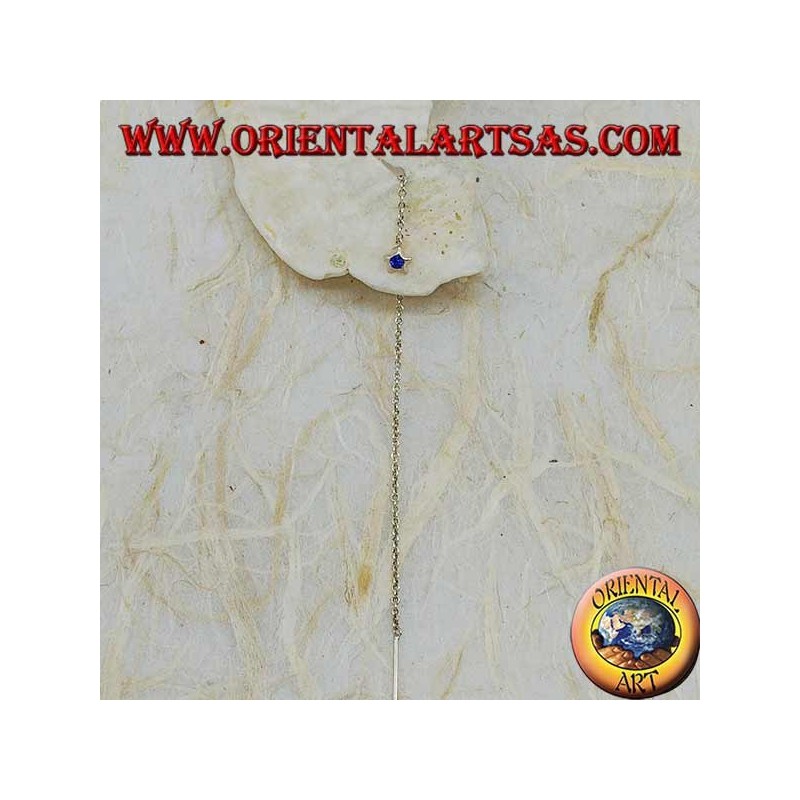 Orecchini in argento a catenina stella con strass blu da 9 cm