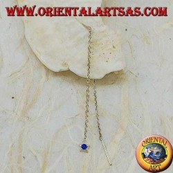 Silver star chain earrings with 9 cm blue rhinestones