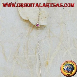Boucles d'oreilles en argent avec une chaîne en étoile arrondie avec des strass roses de 9 cm
