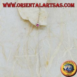Orecchini in argento a catenina stella bombata con strass rosa da 9 cm