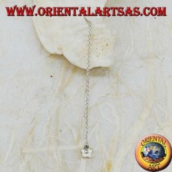 Pendientes de plata con una cadena de estrella redondeada con diamantes de imitación rosa de 9 cm.