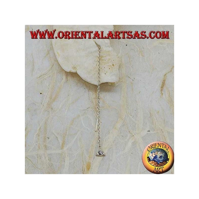 Orecchini in argento a catenina triangolo con strass bianco da 9 cm