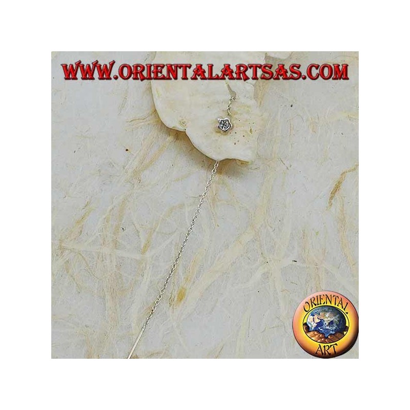 Orecchini in argento a catenina stella bombata con strass bianco da 9 cm