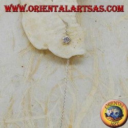 Boucles d'oreilles en argent avec une chaîne en étoile convexe avec des strass blancs de 9 cm