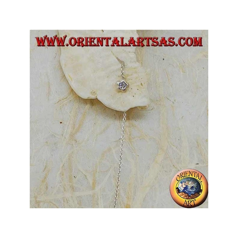 Boucles d'oreilles en argent avec une chaîne en étoile convexe avec des strass blancs de 9 cm