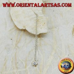 Pendientes de plata con cadena de estrella convexa con diamantes de imitación blancos de 9 cm.