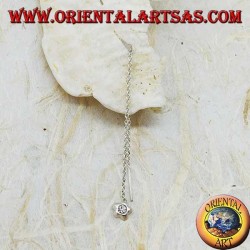 Pendientes de plata con cadena de estrella convexa con diamantes de imitación blancos de 9 cm.
