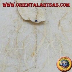 Pendientes de plata con cadena triangular y pedrería azul de 9 cm
