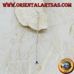 Silberne Dreieckskettenohrringe mit blauen Strasssteinen 9 cm