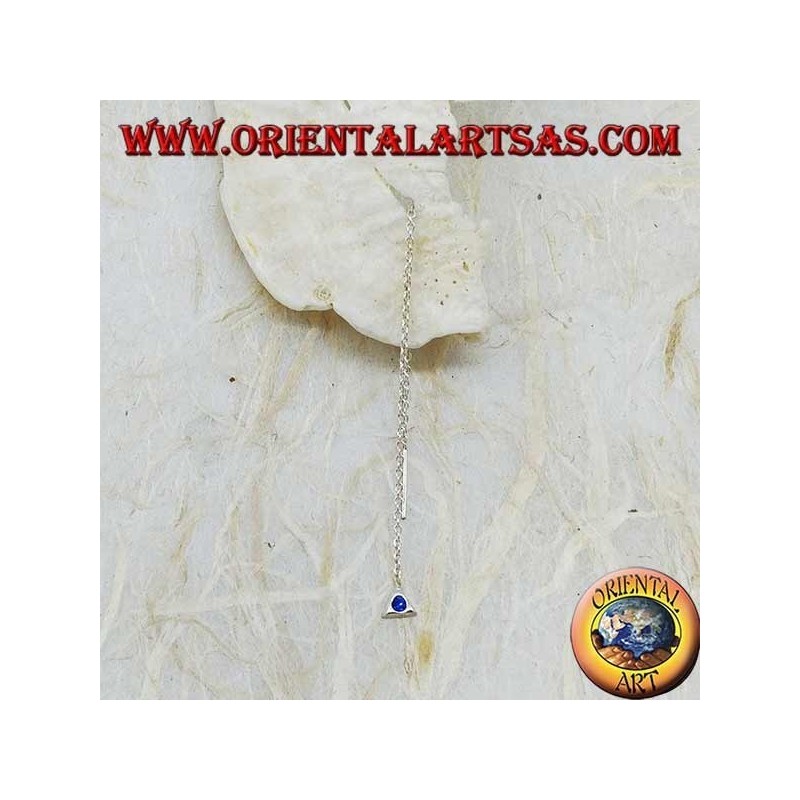 Silberne Dreieckskettenohrringe mit blauen Strasssteinen 9 cm