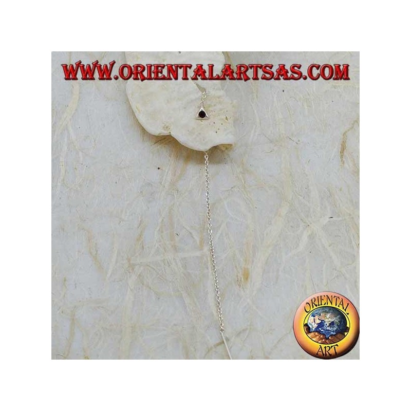 Orecchini in argento a catenina triangolo con strass nero da 9 cm