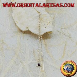 Pendientes de plata con cadena triangular y diamantes de imitación negros de 9 cm