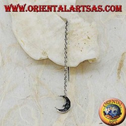 Silver chain earrings with 6 cm moon and star