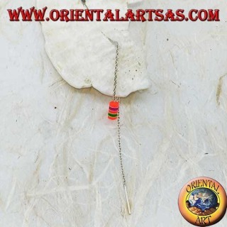 Orecchini in argento a catenina con cilindro multicolor da 8 cm