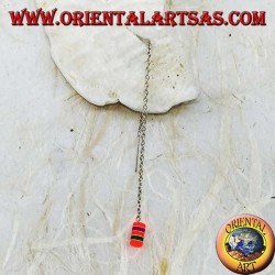 Boucles d'oreilles chaîne en argent avec cylindre multicolore de 8 cm