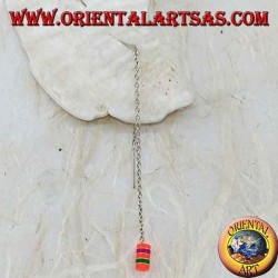 Boucles d'oreilles chaîne en argent avec cylindre multicolore de 8 cm